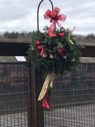 Christmas decoration on bridge railing